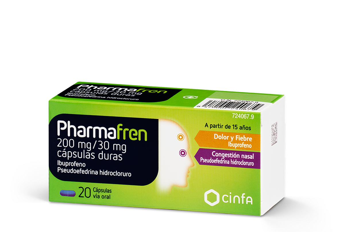 Caja del producto Pharmafren cápsulas, de la gama Pharmagrip