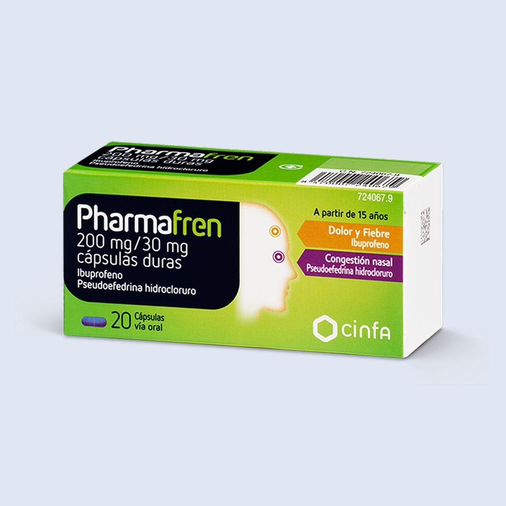 Caja producto pharmafren en cápuslas.